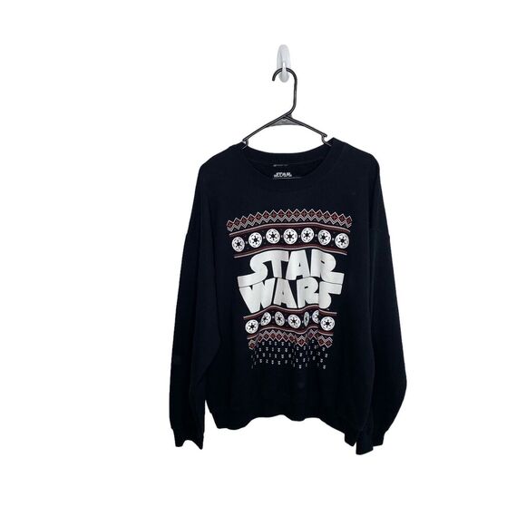 Star Wars Sweatshirt Mens XL Black Pullover Graphic Christmas Sweater - Picture 1 of 5